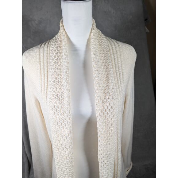 89th and  Madison open Cardigan SzMBust 40"Cream color multi Texture - Picture 4 of 9